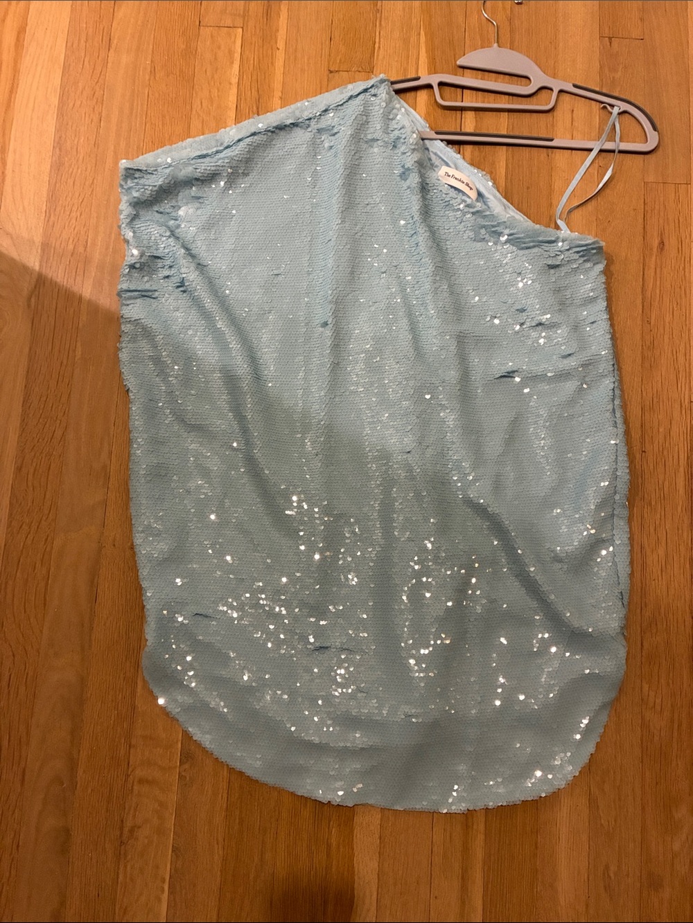 The Frankie Shop Light Blue Sequin One-Shoulder Dress